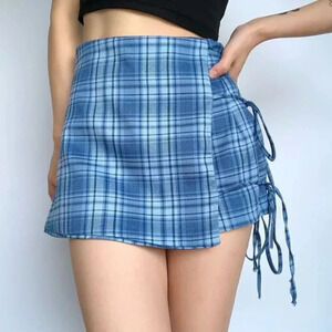 Yesstyle Plaid Pink Mini Skort Skirt with Ties Balletcore Coquette